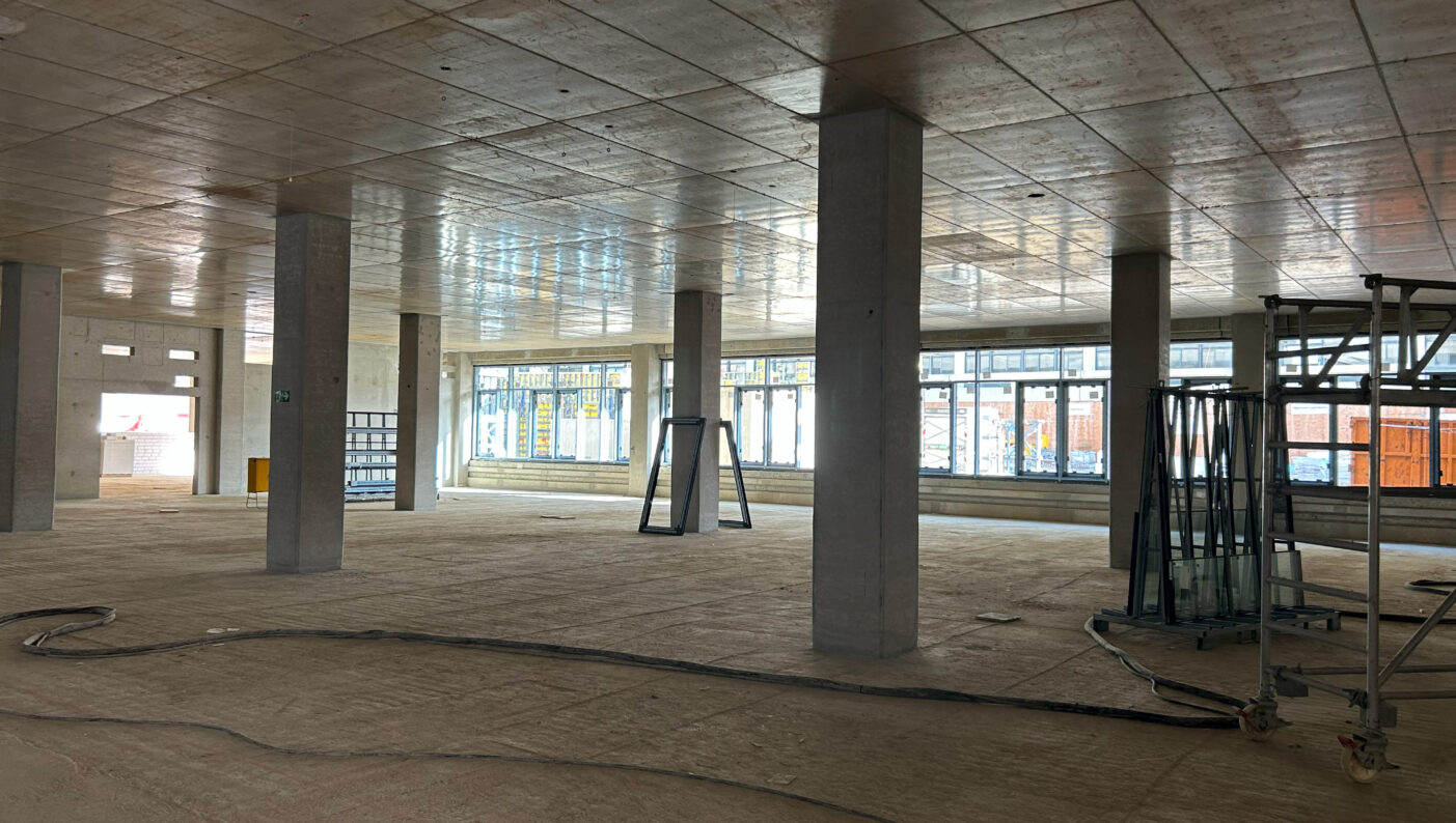 Innenansicht des Ersatzneubaus NA an der Ruhr-Universität Bochum während der Bauphase.