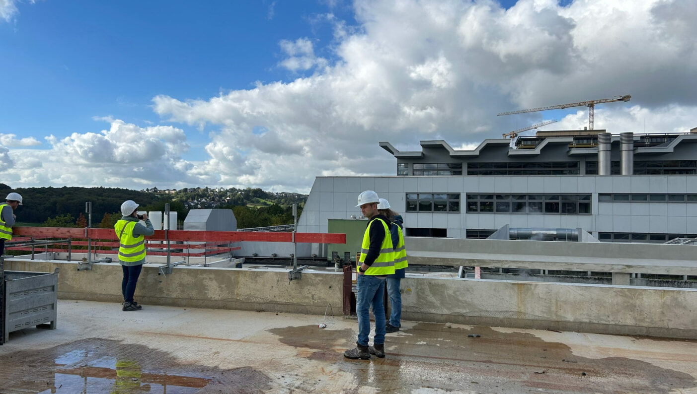 Blick auf die Baustellen der Ersatzneubauten NA und GC an der Ruhr-Universität Bochum.